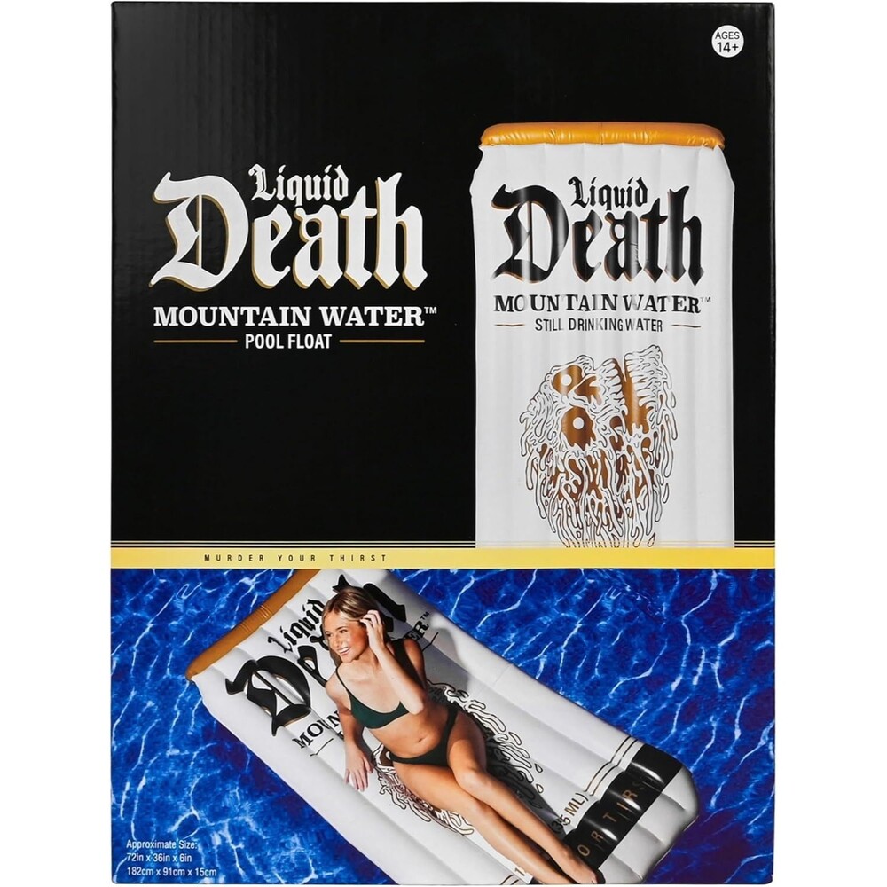 Liquid Death Mountain Water Pool Float 72 x 36 x 6 Inflatable New in Box